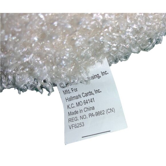 Hallmark White Fuzzy Puppy Dog Plush Stuffed Animal Red Bow Hearts - Picture 6 of 8